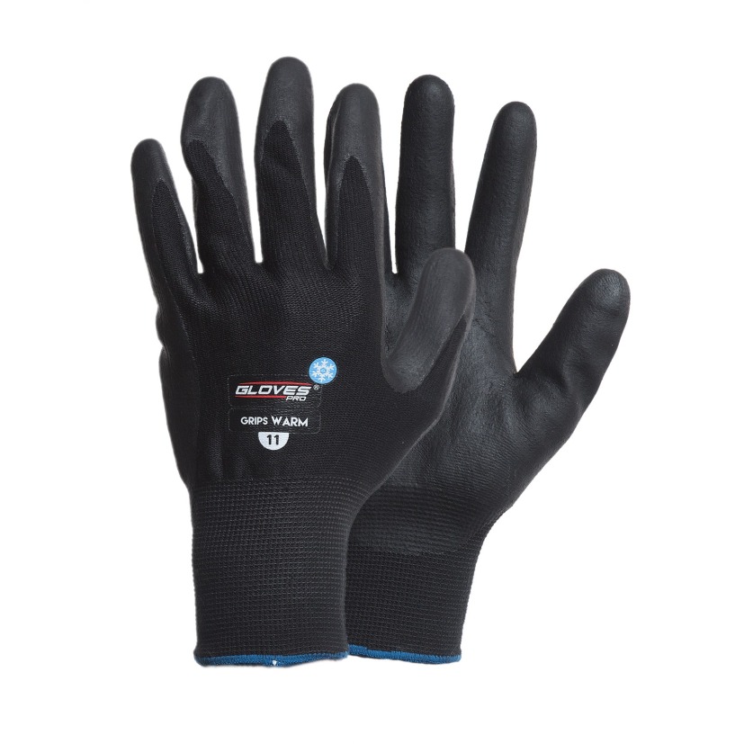 Darbo pirštinės pašiltintos GRIPS WARM aplietos nitrilu,  Gloves PRO