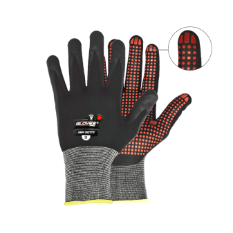 Darbo pirštinės GRIPS DOTTY aplietos nitrilu,  Gloves PRO