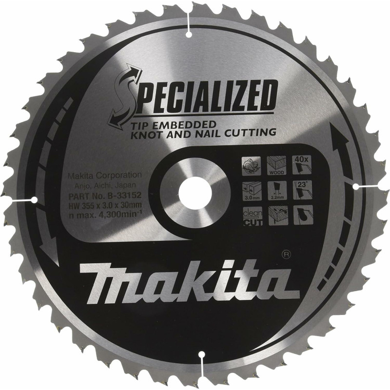 B-33152 MAKITA TAR TARIFF SWORD Pjūklas 355x30x40z SPECIALIZUOTAS MEDIS (SU RIEŠUTUKAIS IR PAVIRŠIAIS)