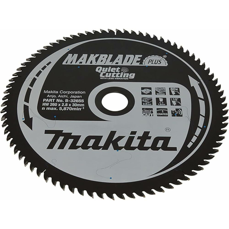 B-32655 MAKITA diskinio pjūklo diskas 260x30x80z MAKBLADE PLUS TREE