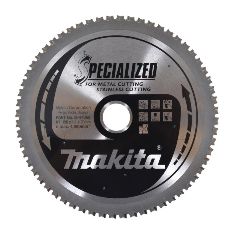 B-47058 MAKITA diskinio pjūklo diskas 150x20x60z METALAS / NERAUDONASIS PELENAS (DCS551/DCS53)