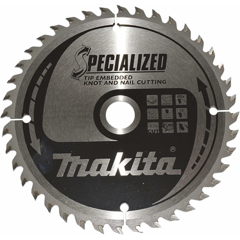 B-33168 MAKITA diskinio pjūklo diskas 165x20x40z SPECIALIZUOTAS MEDIENOS PJŪKLAS (SU RIEŠUTUKAIS IR PAVIRŠIAIS)