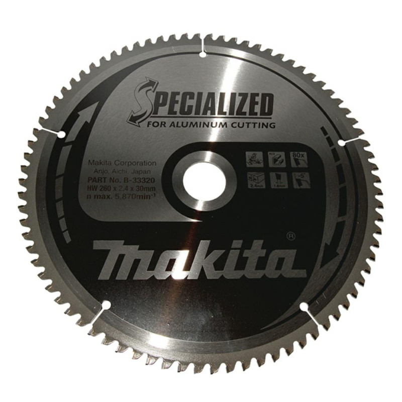 B-33320 pjovimo diskas 260x30mm 80 dantų ALUMINIUMAS