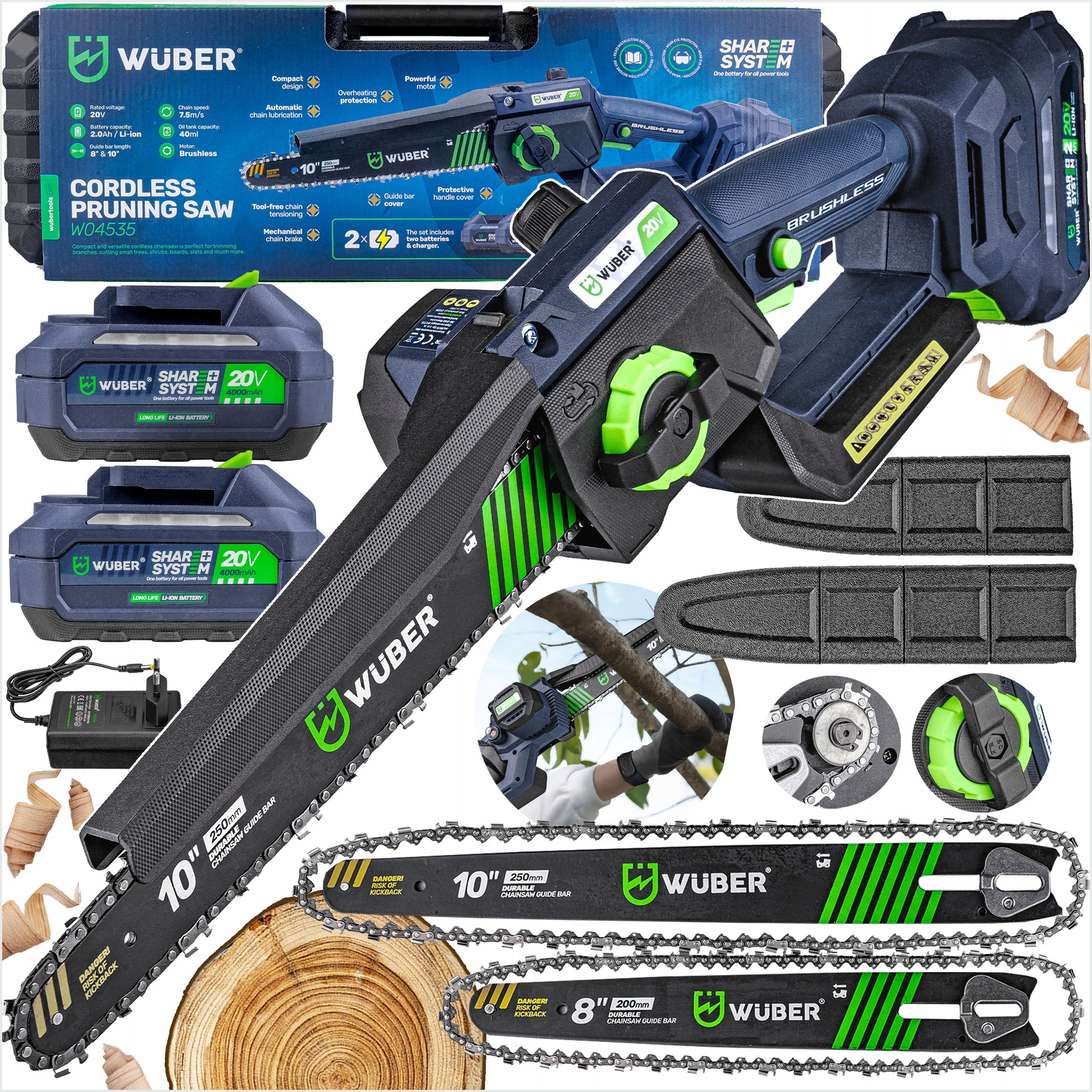Mini akumuliatorinis grandininis pjūklas Wuber8" ir 10"