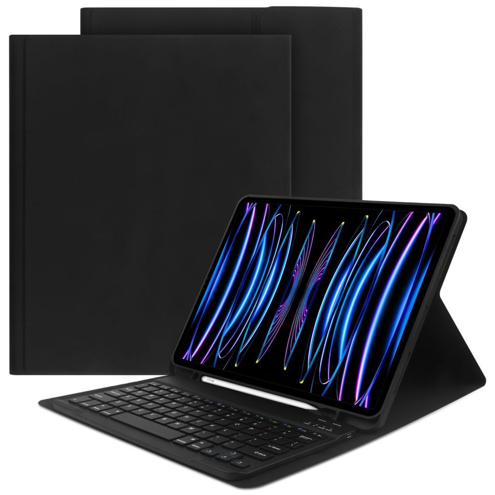 Juodas atverčiamas dėklas su klaviatūra Tech-Protect "SC Pen + Keyboard" planšetei iPad Pro 12.9 2020 / 2021 / 2022