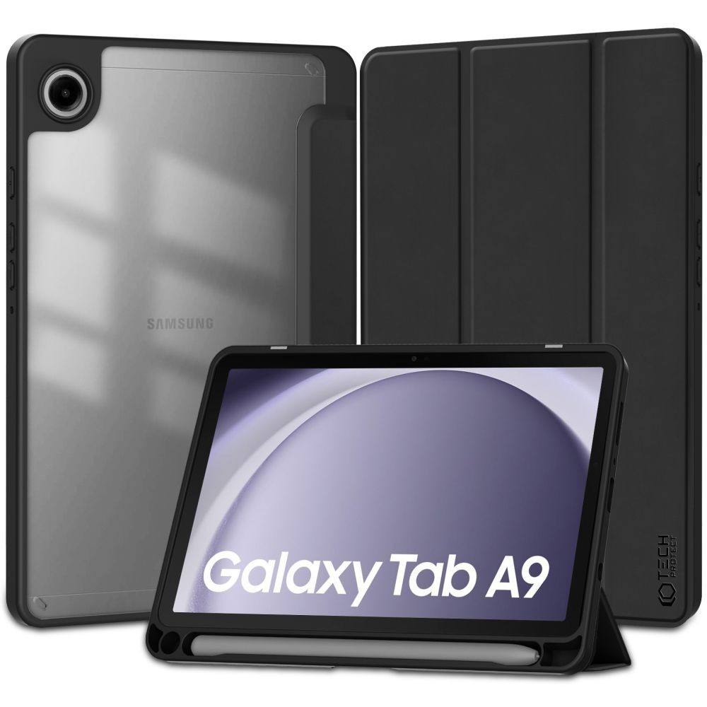 Juodas atverčiamas dėklas "Tech-Protect SC Pen Hybrid" skirtas Samsung Galaxy Tab A9 8.7 X110 / X115