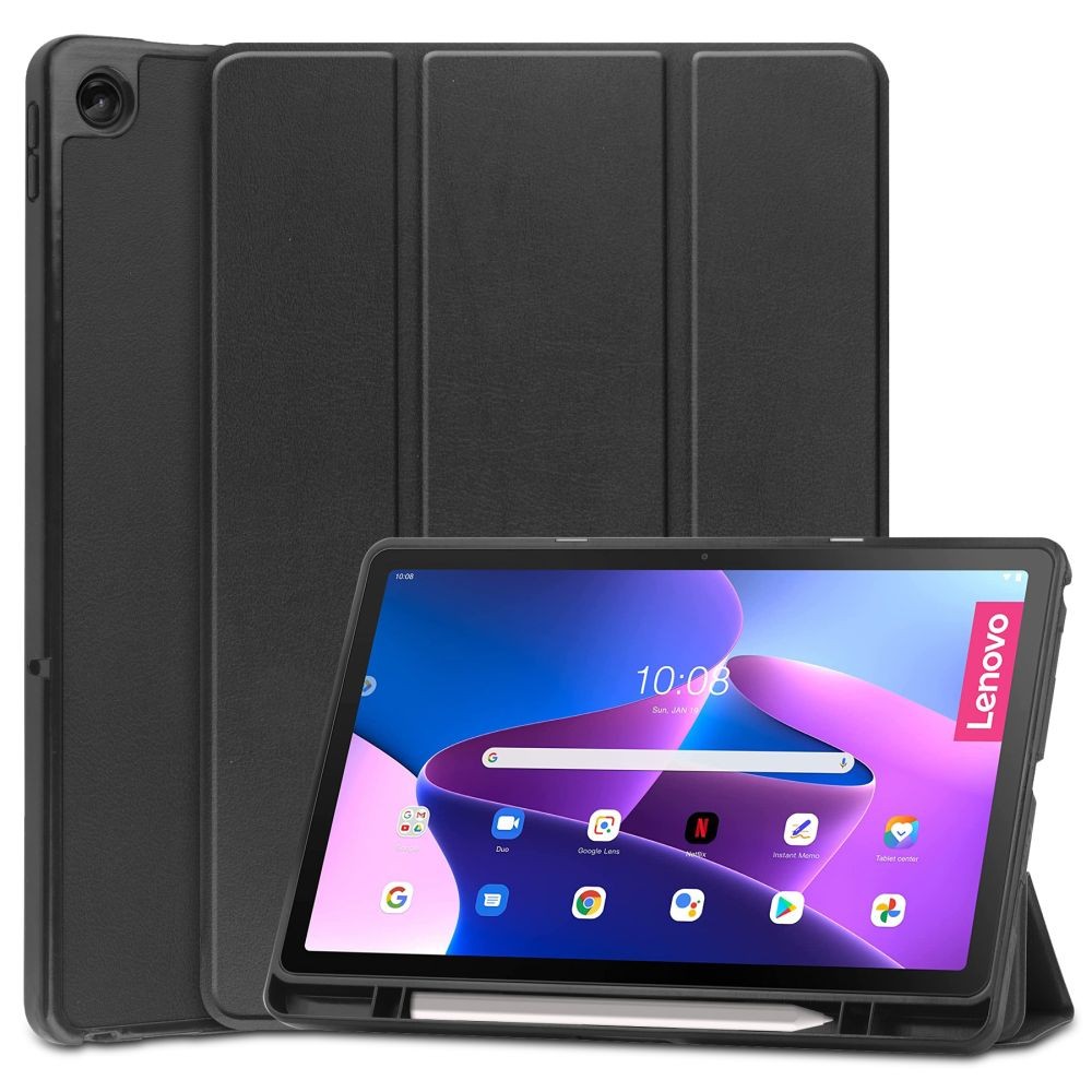 Juodas atverčiamas dėklas "Tech-Protect SC Pen" skirtas Lenovo Tab M10 Plus 10.6 3rd Gen