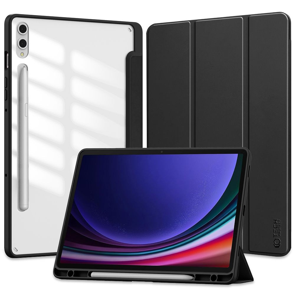 Juodas atverčiamas dėklas "Tech-Protect SC Pen Hybrid" skirtas Samsung Galaxy Tab S9+ Plus 12.4 X810 / X816B