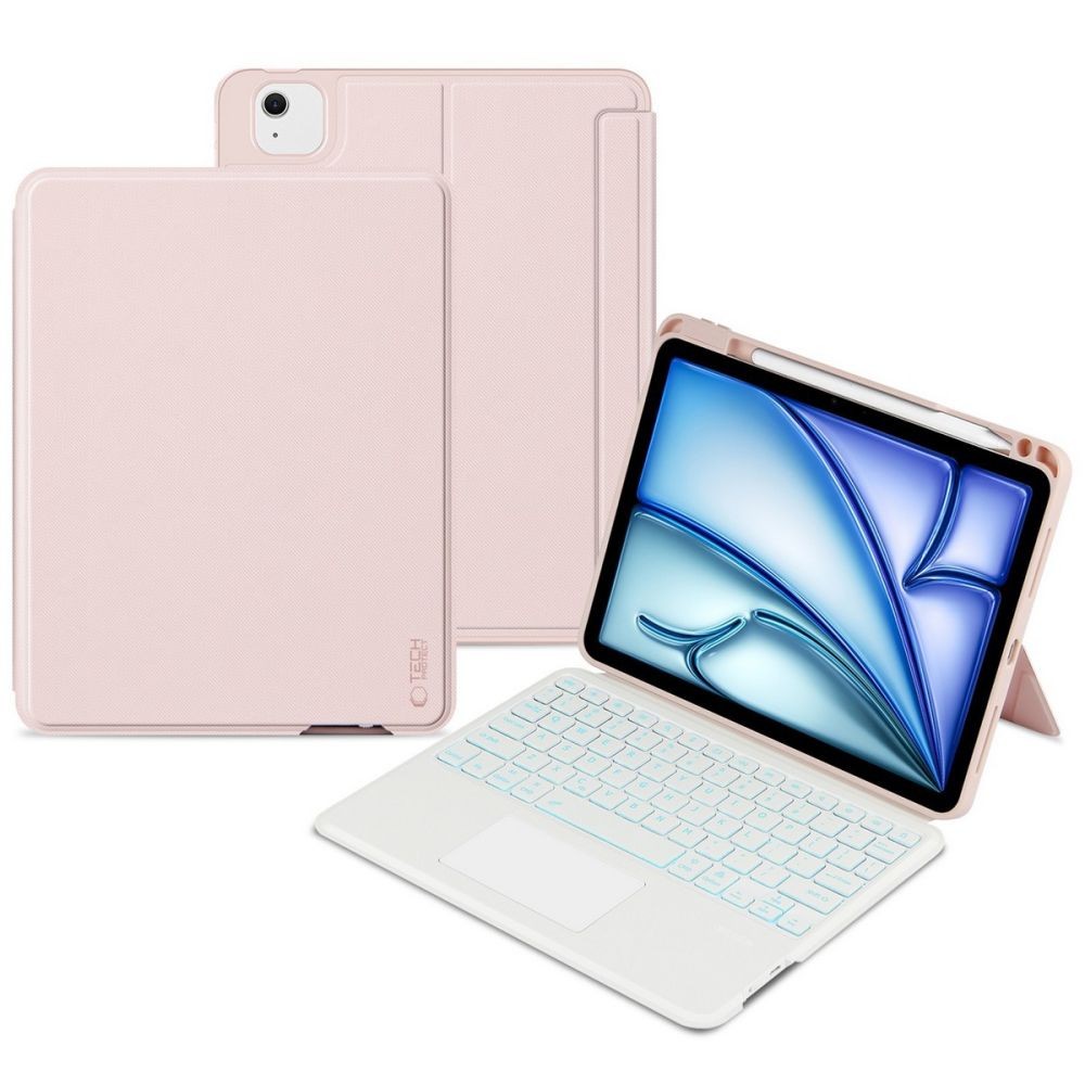 Rožinis atverčiamas dėklas su klaviatūra "Tech-Protect Scmag Pen + Keyboard skirtas iPad Air 10.9 4 / 5 / 2020-2022 / 11 6 / 2024