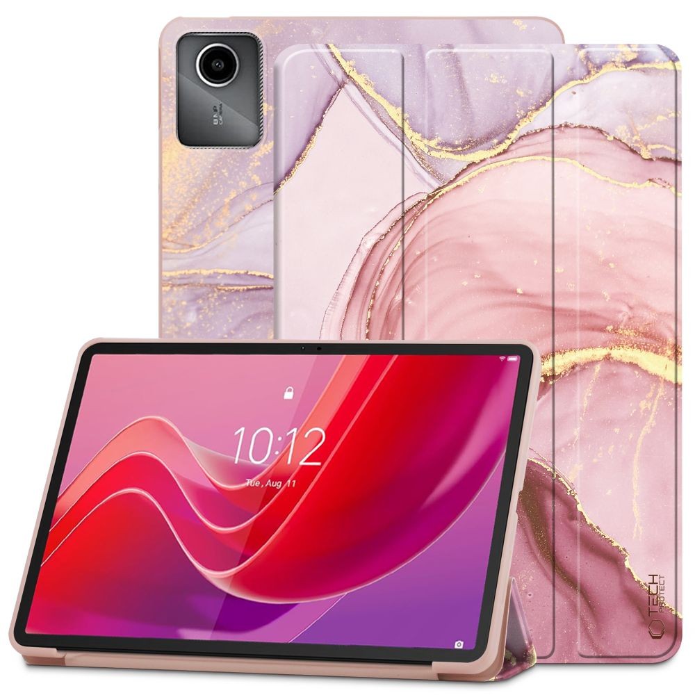 Rožinis/Marmuro efekto atverčiamas dėklas "Tech-Protect Smartcase Marble" skirtas Lenovo Tab M11 11.0 TB-330