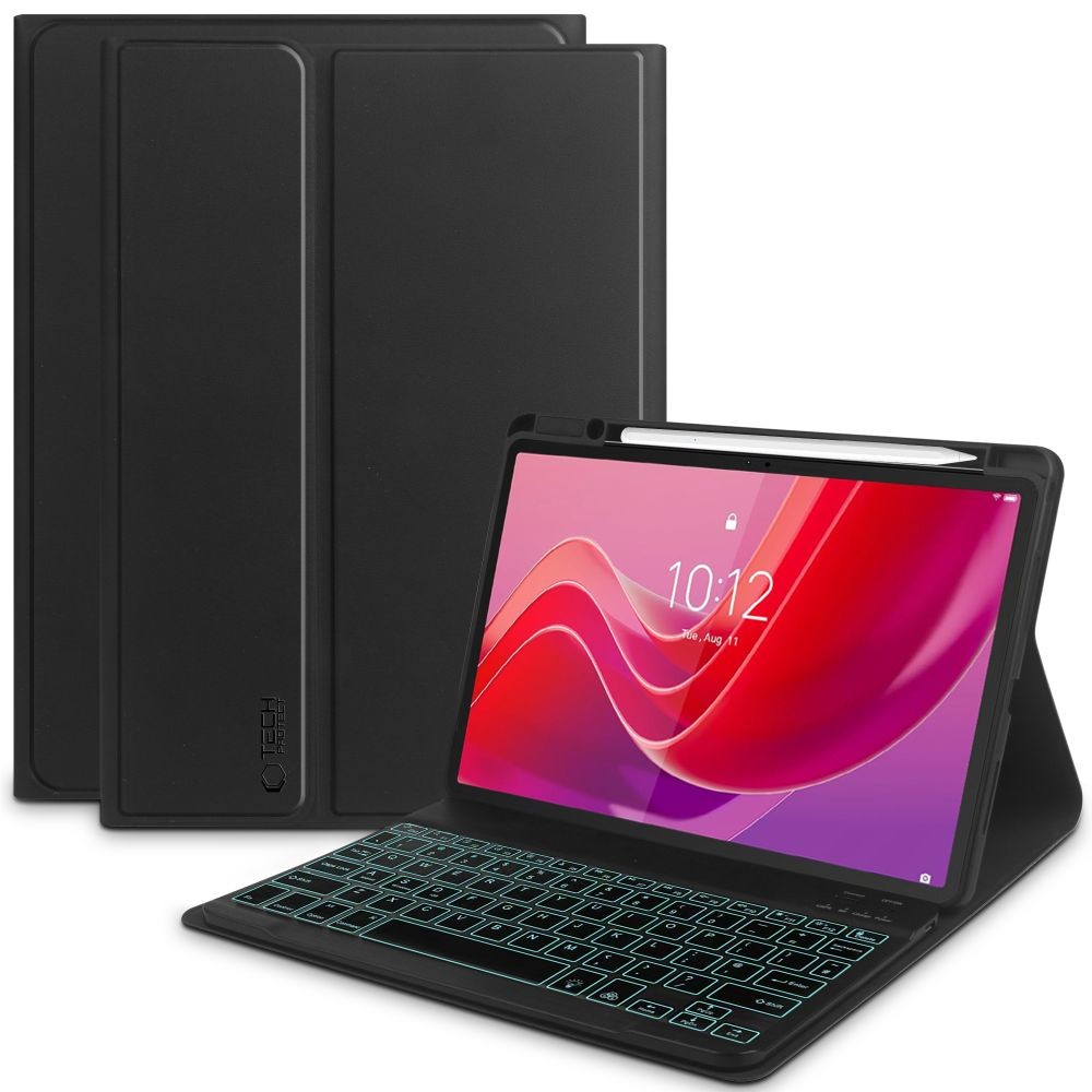 Juodas atverčiamas dėklas su klaviatūra "Tech-Protect SC Pen + Keyboard" skirtas Lenovo Tab M11 11.0 TB-330