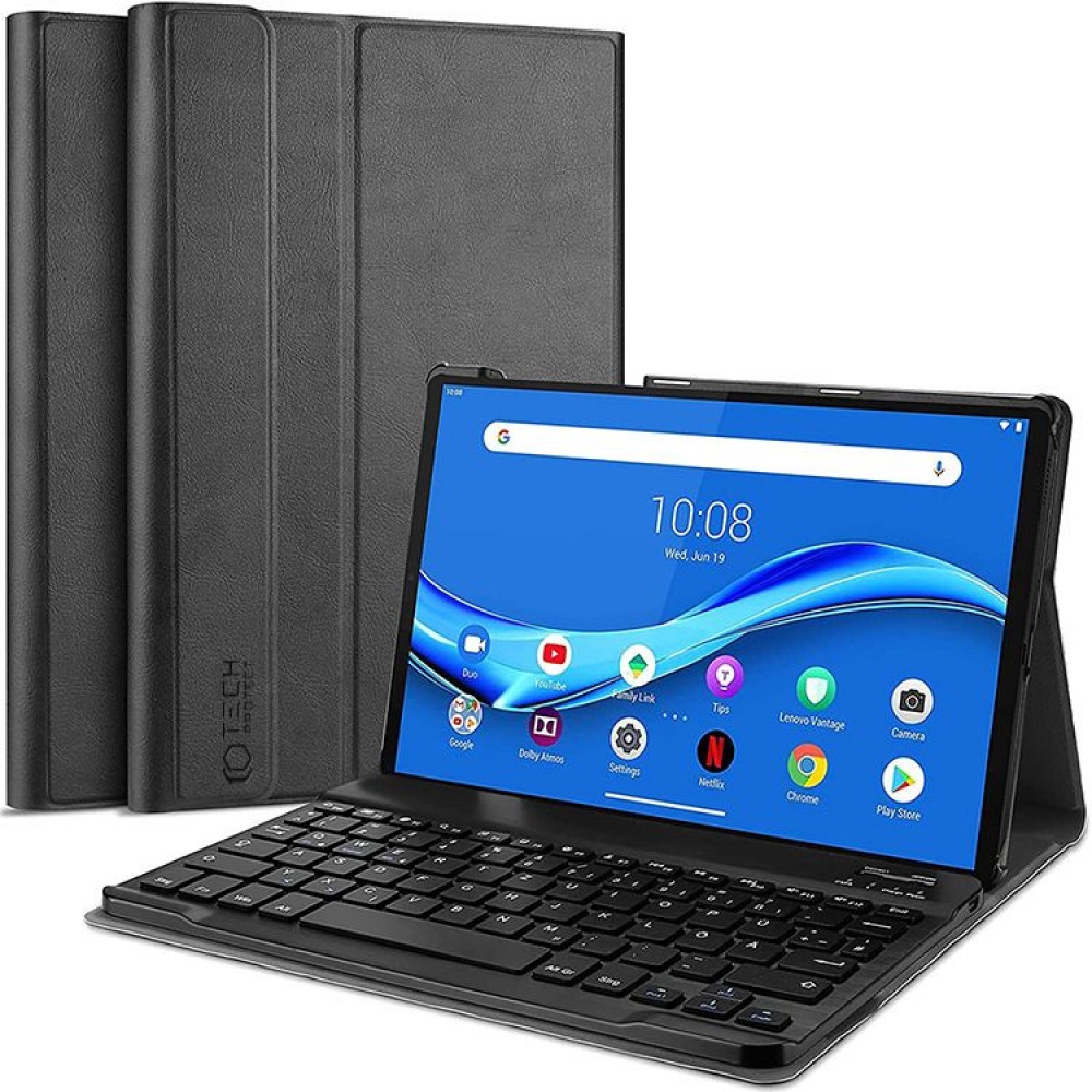 Juodas atverčiamas dėklas su klaviatūra Tech-Protect "SC Pen + Keyboard" planšetei Lenovo Tab M10 10.1 3RD GEN TB328