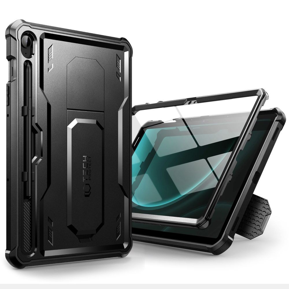 Juodas dviejų dalių dėklas "Tech-Protect Kevlar Pro" skirtas Samsung Galaxy Tab S9 FE 10.9 X510 / X516B