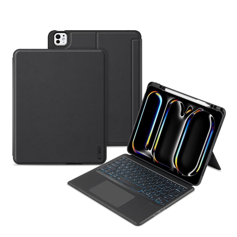 Juodas atverčiamas dėklas su klaviatūra "Tech-Protect Scmag Pen + Keyboard skirtas iPad Pro 13 7 / 2024