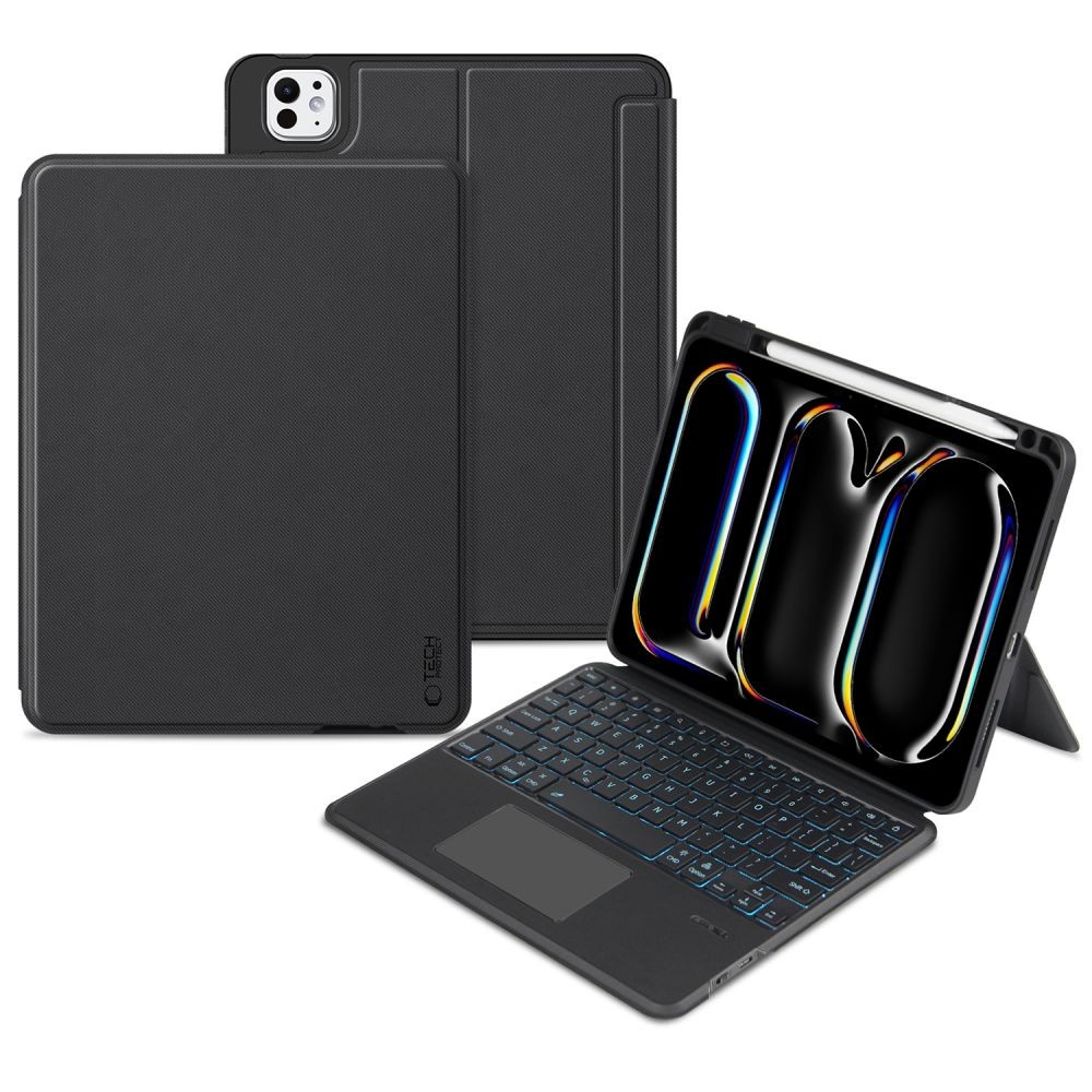 Juodas atverčiamas dėklas su klaviatūra "Tech-Protect Scmag Pen + Keyboard skirtas iPad Pro 11 5 / 2024