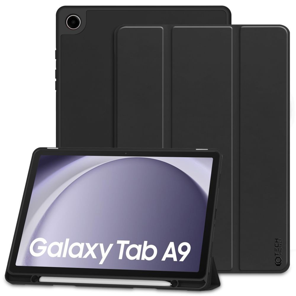 Juodas atverčiamas dėklas "Tech-Protect SC Pen" skirtas Samsung Galaxy Tab A9 8.7 X110 / X115