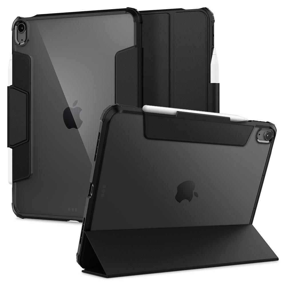 Juodas atverčiamas išskirtinio dizaino dėklas Spigen "Ultra Hybrid Pro" planšetei Apple IPAD AIR 4 2020 / 5 2022