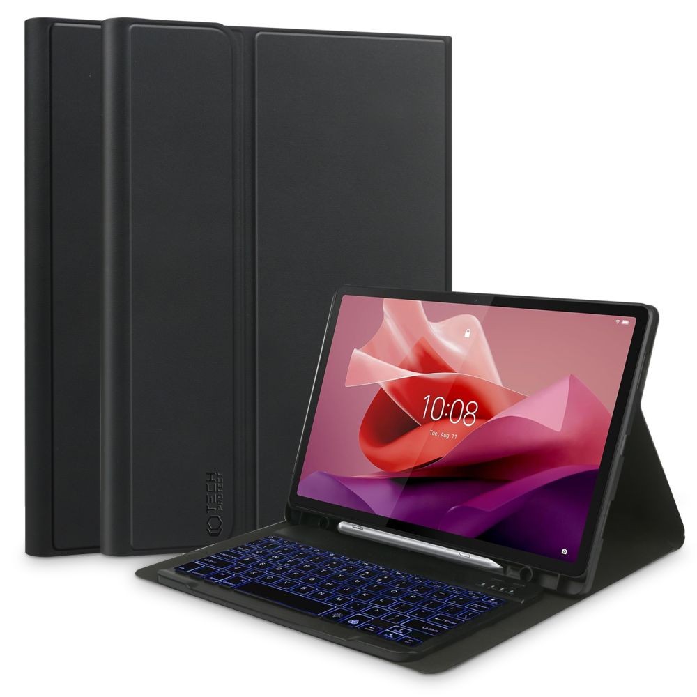 Juodas atverčiamas dėklas su klaviatūra "Tech-Protect SP Pen + Keyboard" skirtas Lenovo Tab P12 12.7 TB-370