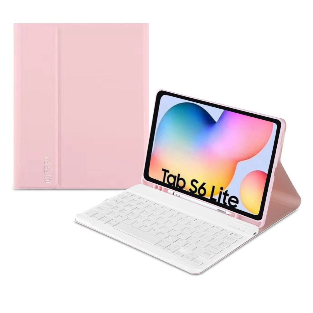 Rožinis atverčiamas dėklas su klaviatūra "Tech-Protect SP Pen + Keyboard" skirtas Samsung Galaxy TAB S6 Lite 10.4 2020 / 2022