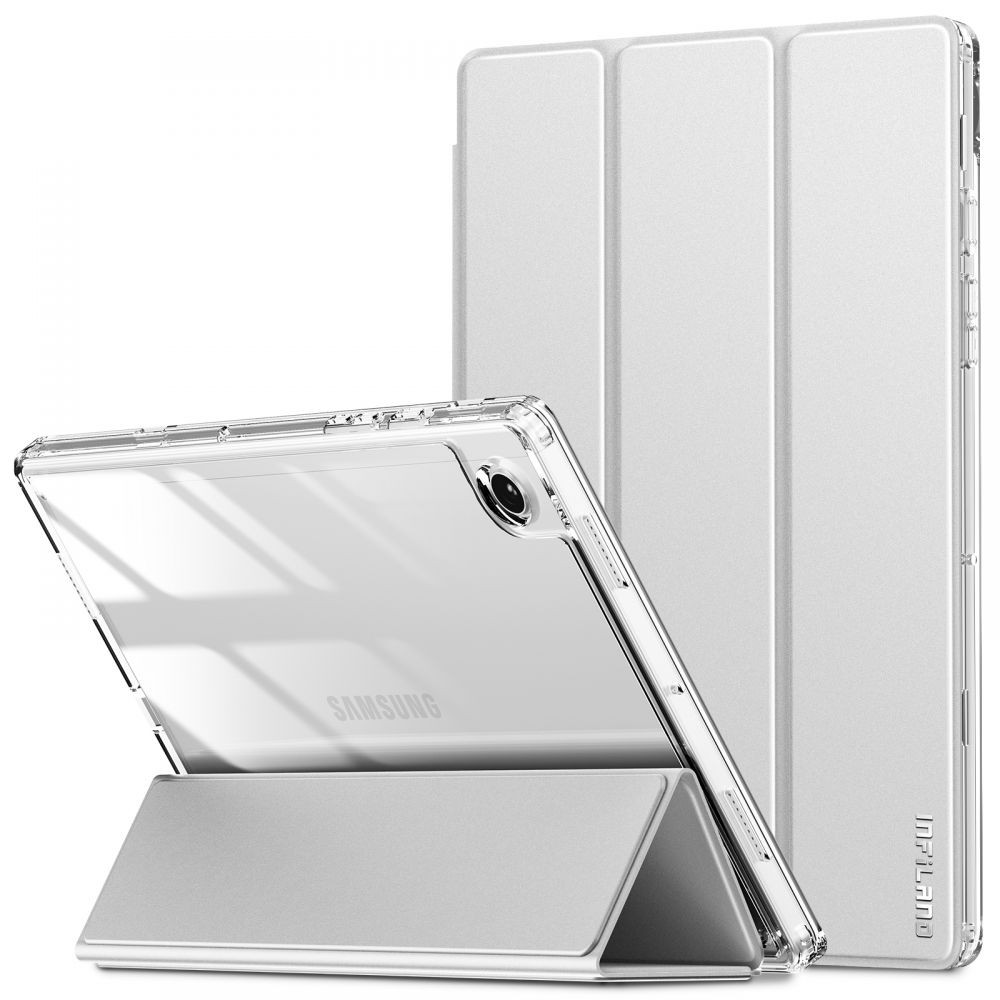 Sidabro spalvos atverčiamas dėklas Galaxy Tab A8 10.5 X200 / X205 "INFILAND RUGGED CRYSTAL"