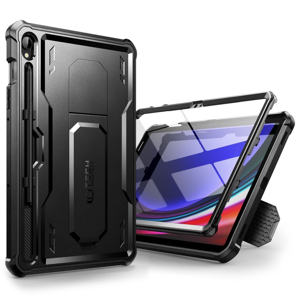 Juodas dviejų dalių dėklas "Tech-Protect Kevlar Pro" skirtas Samsung Galaxy Tab S9 11.0 X710 / X716B