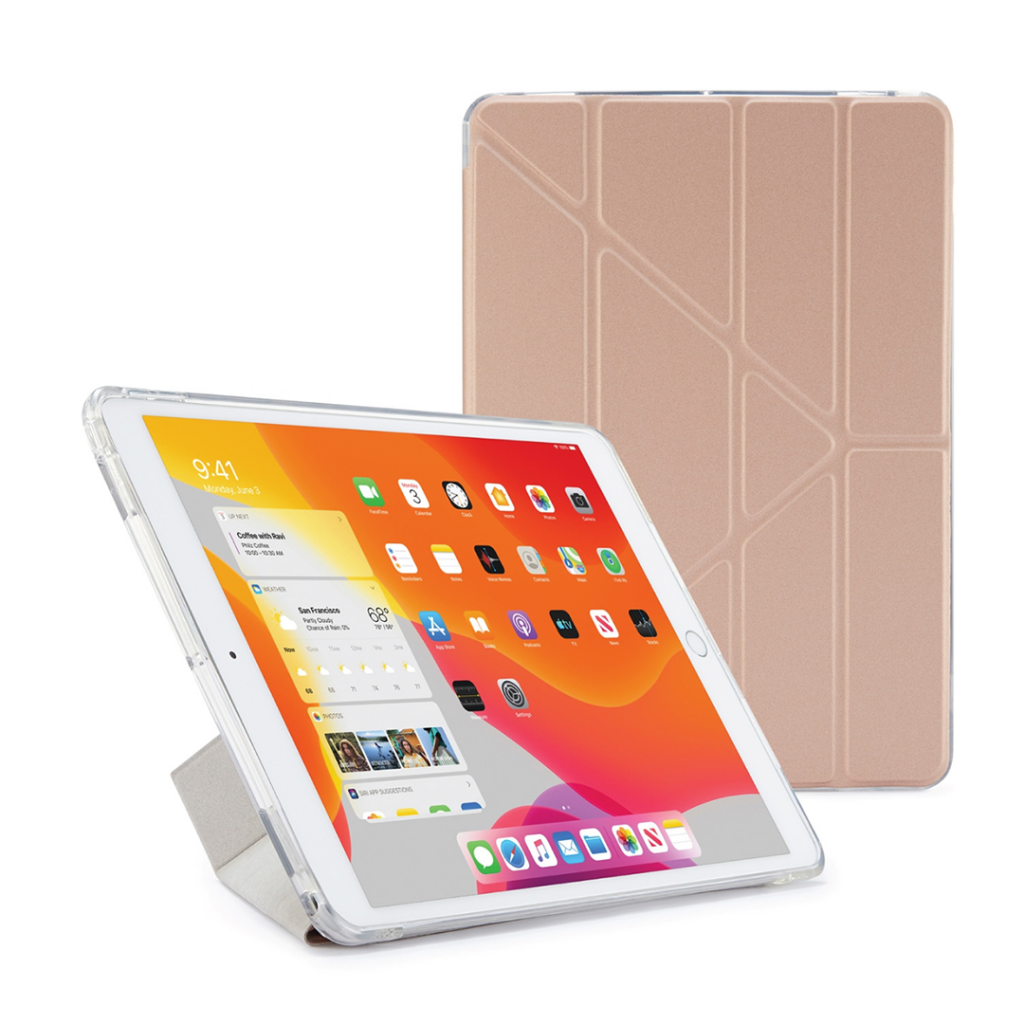 Pipetto iPad 10.2" Metallic Origami case with TPU back - Rose Gold