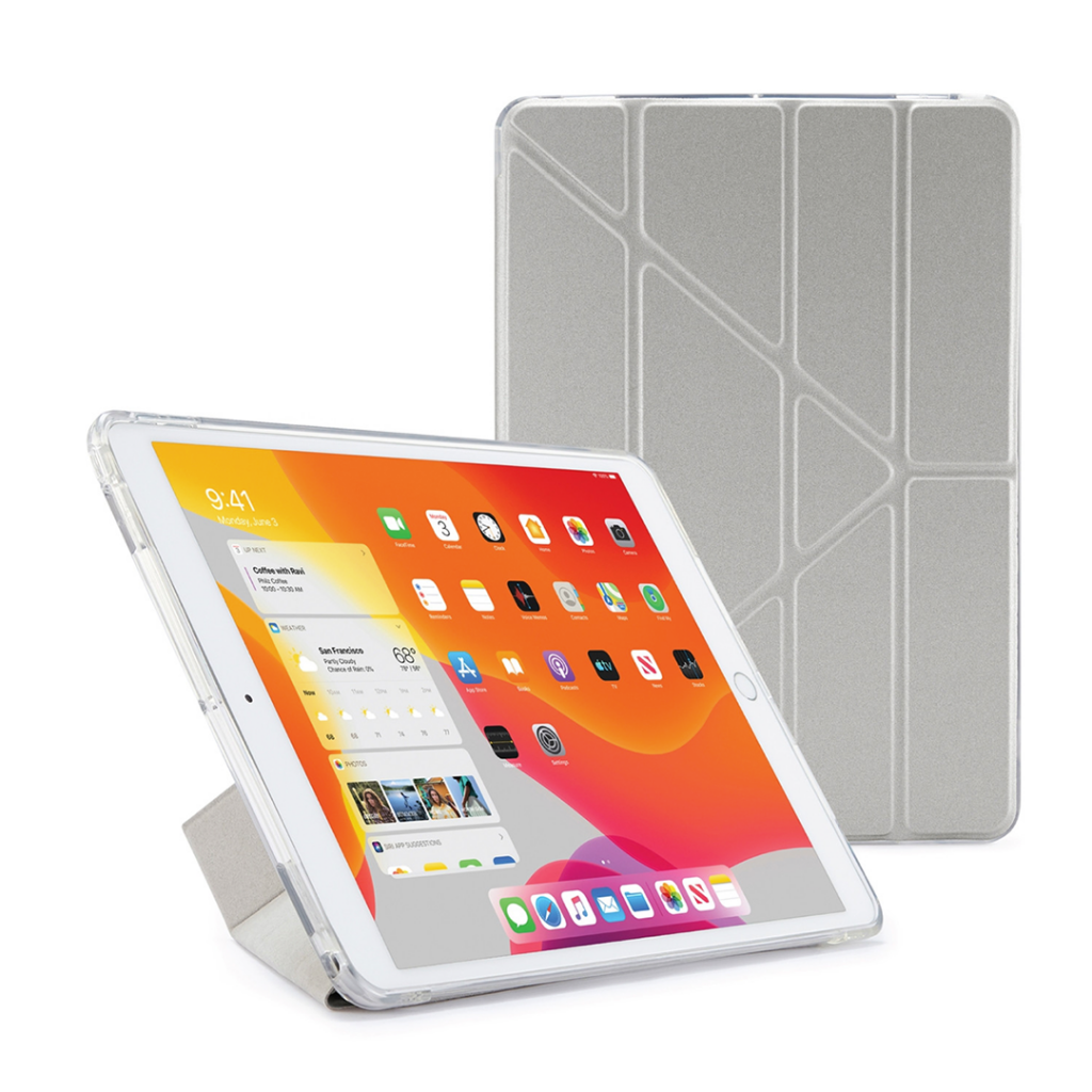 Dėklas Pipetto iPad 10.2" Metallic Origami with TPU back - Silver