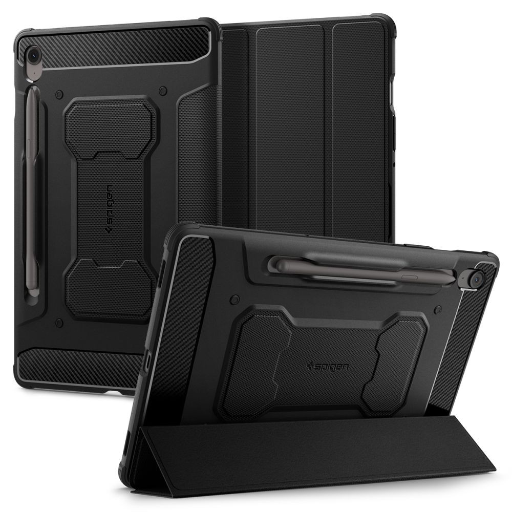 Juodas tekstūrinis dėklas "Spigen Rugged Armor Pro" planšetei Samsung Galaxy Tab S10 FE+ PLUS 13.1 X620 / X626B