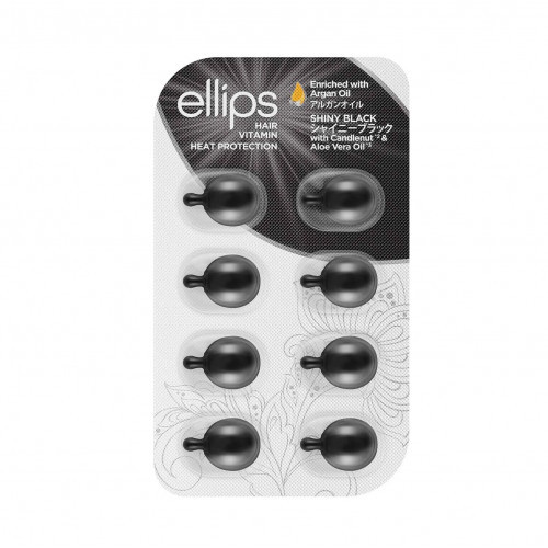 Ellips Shiny Black Hair Treatment Vitamins Tepami vitaminai tamsių plaukų priežiūrai, 8x1ml