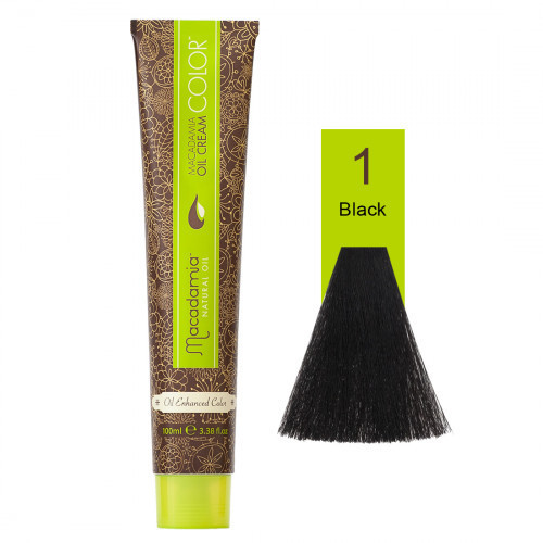 Macadamia Oil Cream Color Kreminiai plaukų dažai, 1.0 Black