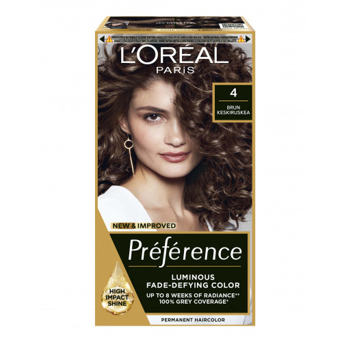 L'Oréal Paris Preference Permanent Hair Color Ilgalaikiai plaukų dažai, 4 Brown