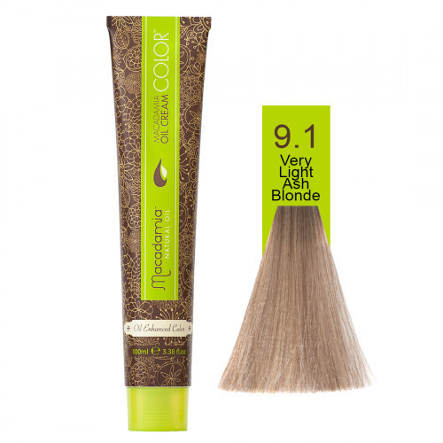 Macadamia Oil Cream Color Kreminiai plaukų dažai, 9.1 Very Light Ash Blonde