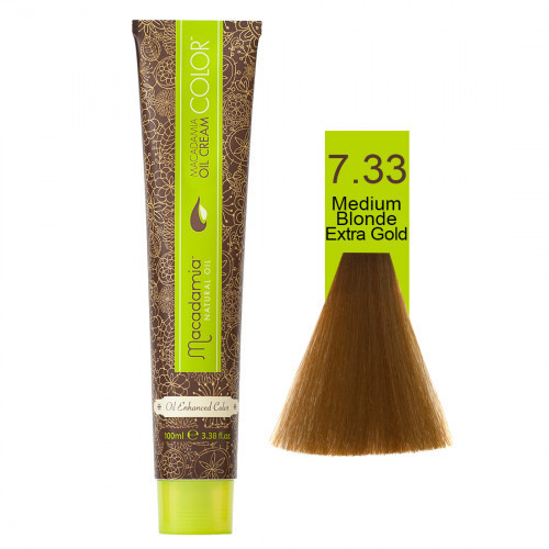 Macadamia Oil Cream Color Kreminiai plaukų dažai, 7.33 Medium Blonde Ext. Gold