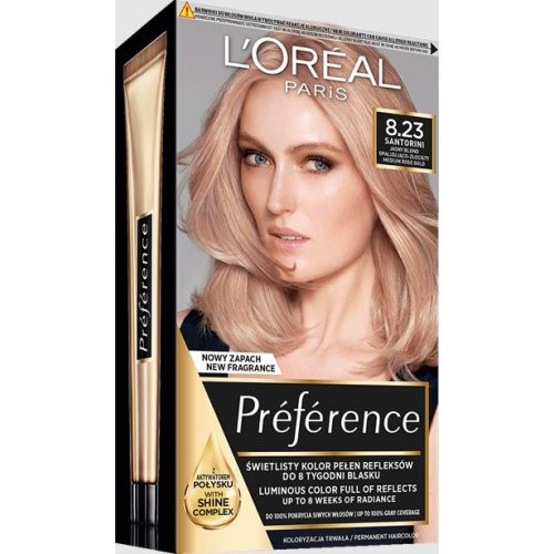 L'Oréal Paris Preference Permanent Hair Color Ilgalaikiai plaukų dažai, 8.23 Santorini