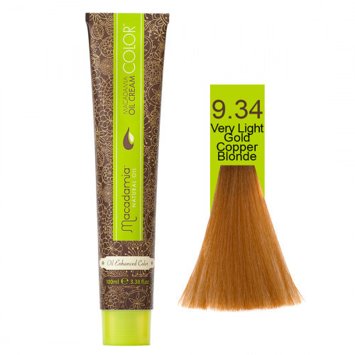 Macadamia Oil Cream Color Kreminiai plaukų dažai, 9.34 Very Light Gold Copper Blonde