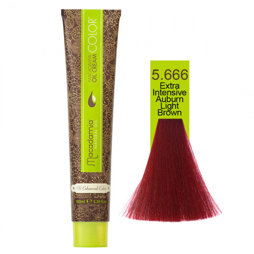 Macadamia Oil Cream Color Kreminiai plaukų dažai, 5.666 Extra Intense Auburn Light Brown