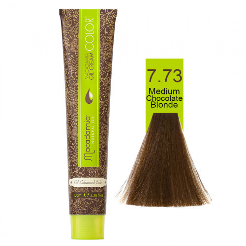 Macadamia Oil Cream Color Kreminiai plaukų dažai, 7.73 Medium Chocolate Blonde