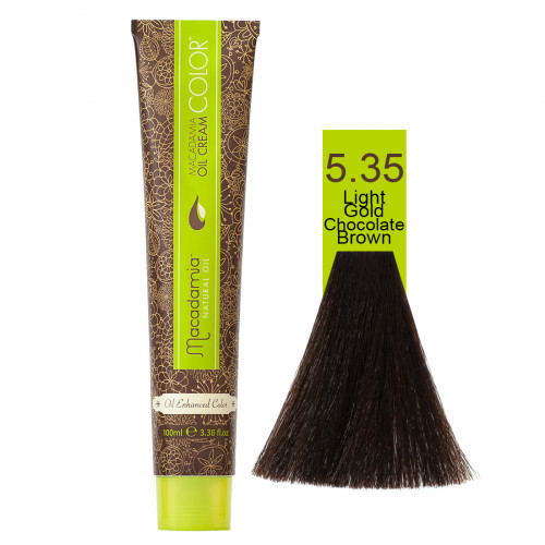 Macadamia Oil Cream Color Kreminiai plaukų dažai, 5.35 Light Gold Chocolate Brown