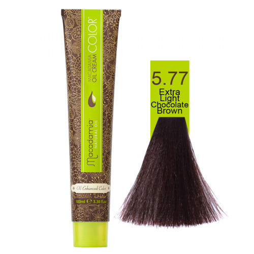 Macadamia Oil Cream Color Kreminiai plaukų dažai, 5.77 Extra Light Chocolate Brown