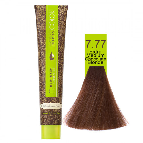 Macadamia Oil Cream Color Kreminiai plaukų dažai, 7.77 Extra Medium Chocolate Blonde