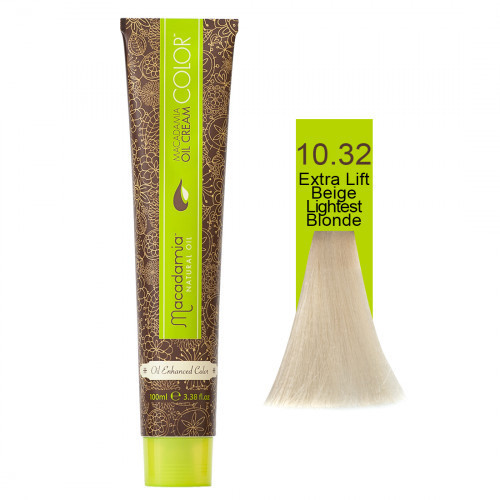 Macadamia Oil Cream Color Kreminiai plaukų dažai, 10.32 Extra Lift Beige Lightest Blonde