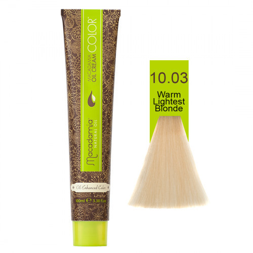 Macadamia Oil Cream Color Kreminiai plaukų dažai, 10.03 Warm Lightest Blonde