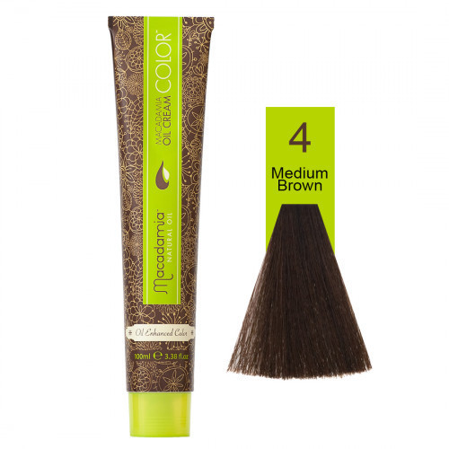 Macadamia Oil Cream Color Kreminiai plaukų dažai, 4.0 Medium Brown