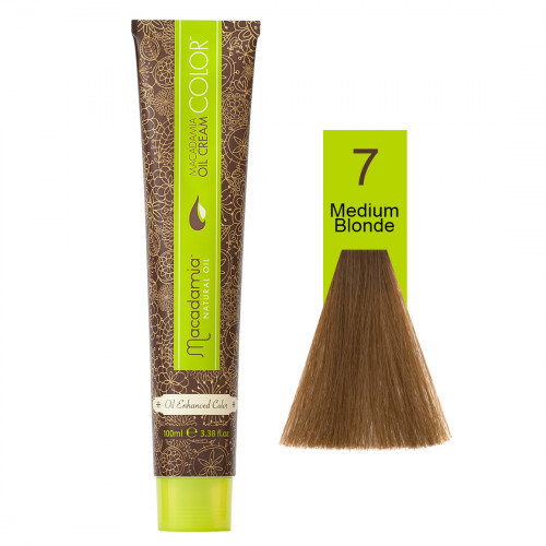 Macadamia Oil Cream Color Kreminiai plaukų dažai, 7.0 Medium Blonde