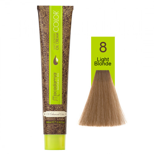 Macadamia Oil Cream Color Kreminiai plaukų dažai, 8.0 Light Blond
