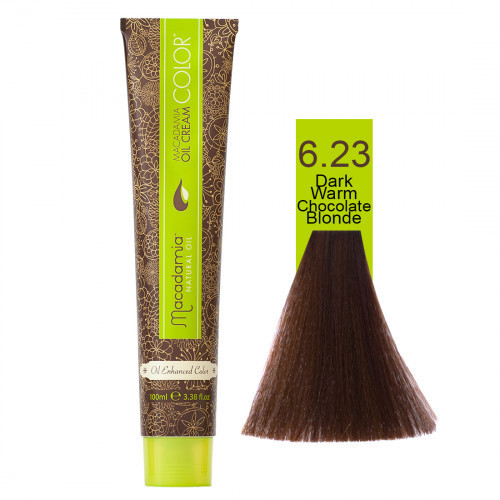 Macadamia Oil Cream Color Kreminiai plaukų dažai, 6.23 Dark Warm Chocolate Blonde