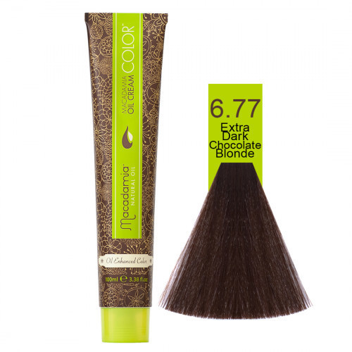 Macadamia Oil Cream Color Kreminiai plaukų dažai, 6.77 Extra Dark Chocolate Blonde