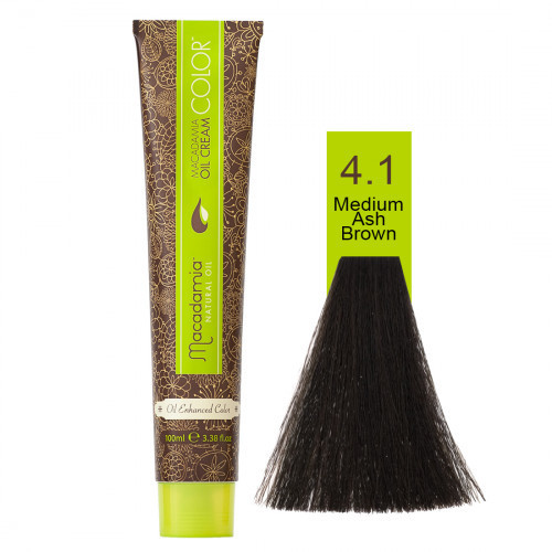 Macadamia Oil Cream Color Kreminiai plaukų dažai, 4.1 Medium Ash Brown