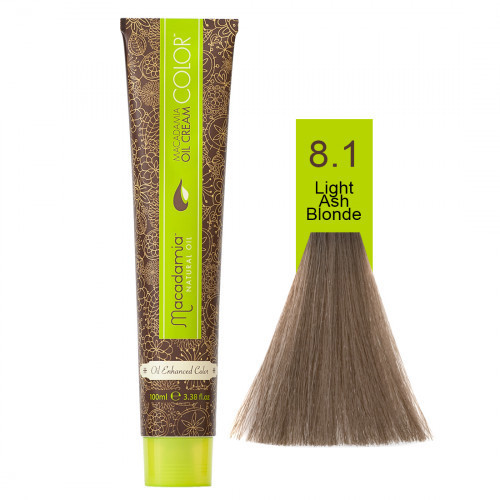 Macadamia Oil Cream Color Kreminiai plaukų dažai, 8.1 Light Ash Blonde