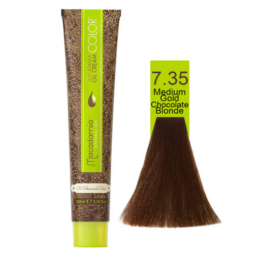 Macadamia Oil Cream Color Kreminiai plaukų dažai, 7.35 Medium Gold Chocolate Blonde